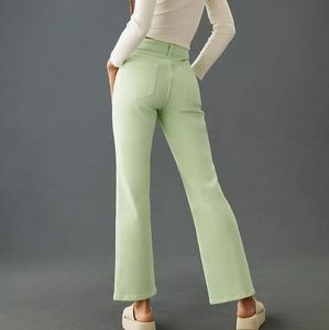 Anthropologie The Yaya Mid-Rise Crop Flare Jeans by Pilcro Pastel Green